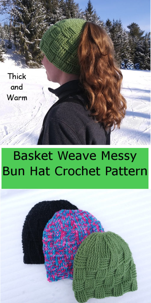 Basket Weave Ponytail Hat Pattern - Caitlin's Contagious Creations
