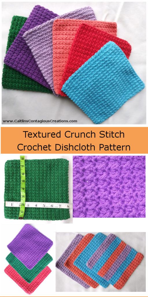 Crunch Stitch Crochet Dishcloth Pattern - Caitlin's Contagious Creations