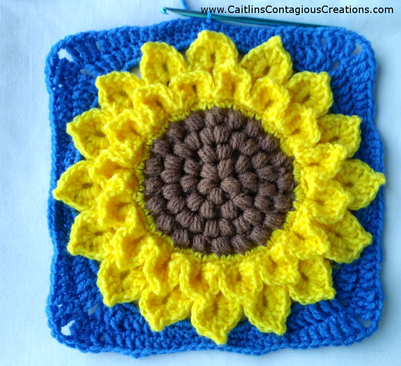 Crocodile Stitch Sunflower Square Crochet Pattern - Caitlin's ...