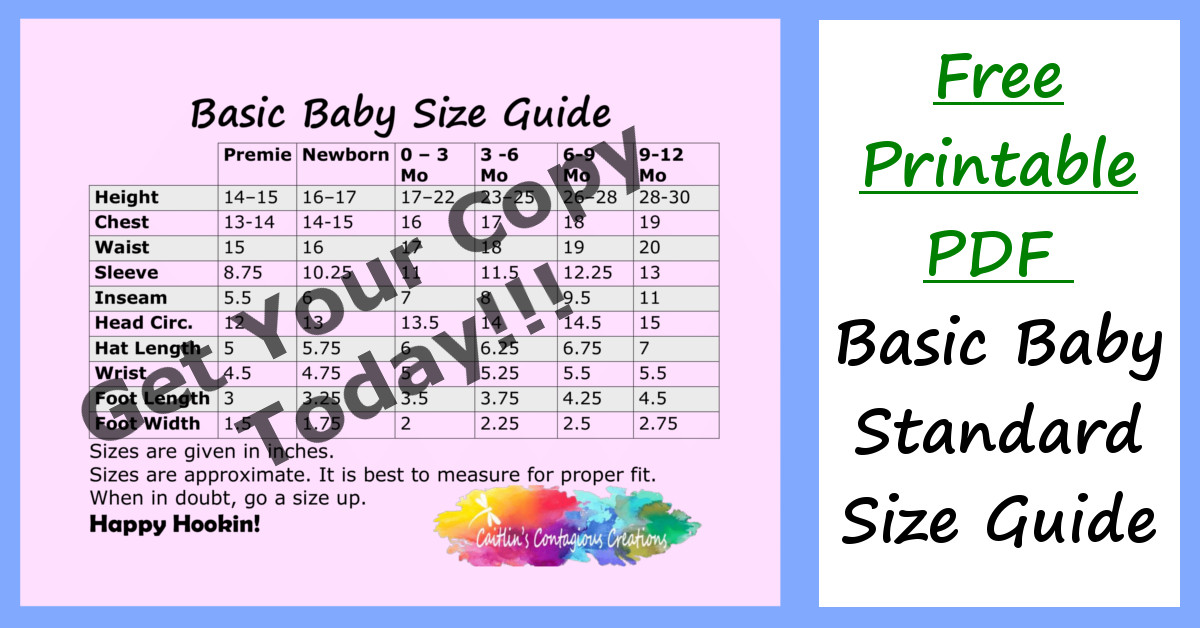 Standard Baby Size Guide - Caitlin's Contagious Creations