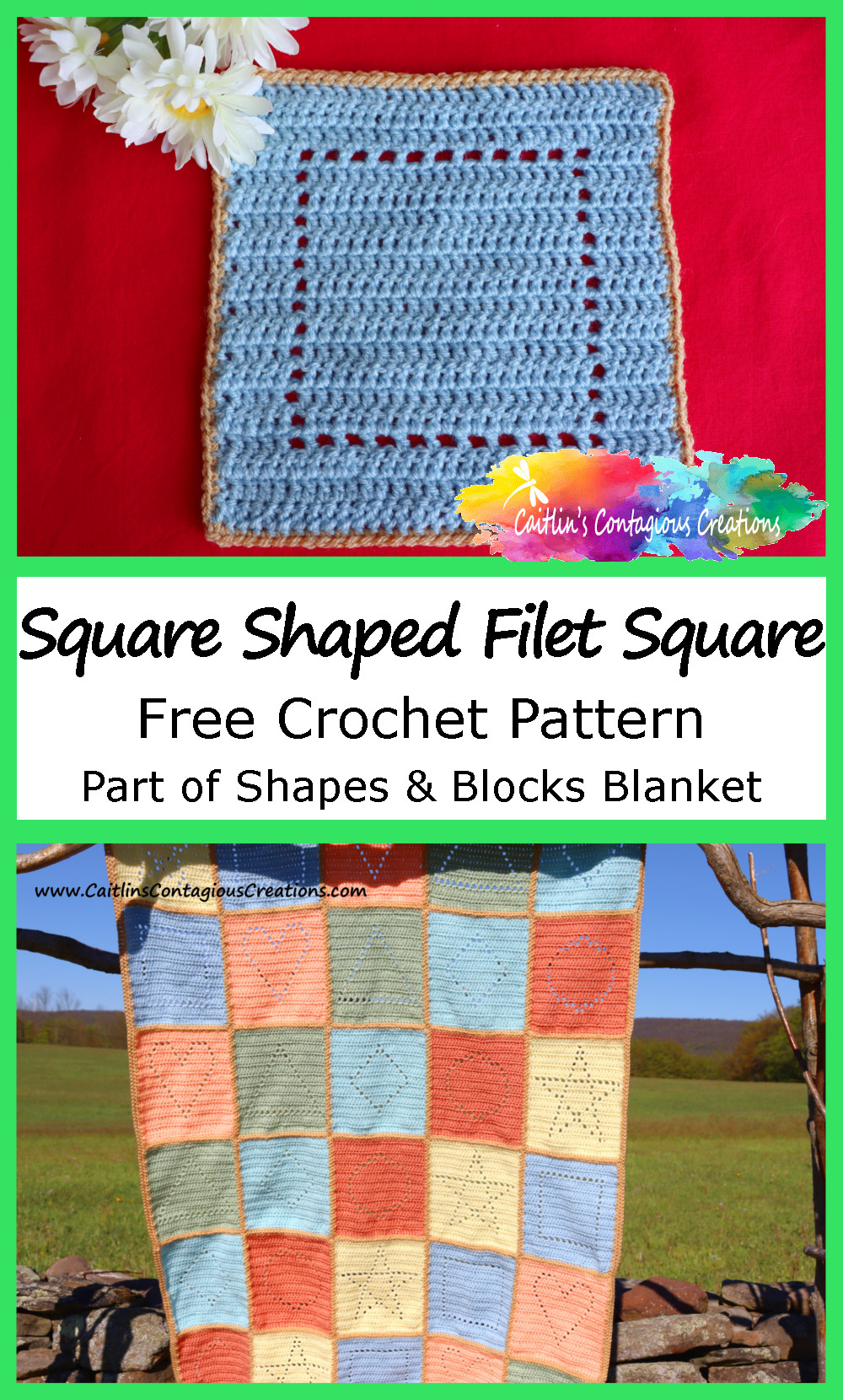 EASY filet Crochet heart Square Pattern (Part 1 The Filet Heart Sqaure  written Pattern)