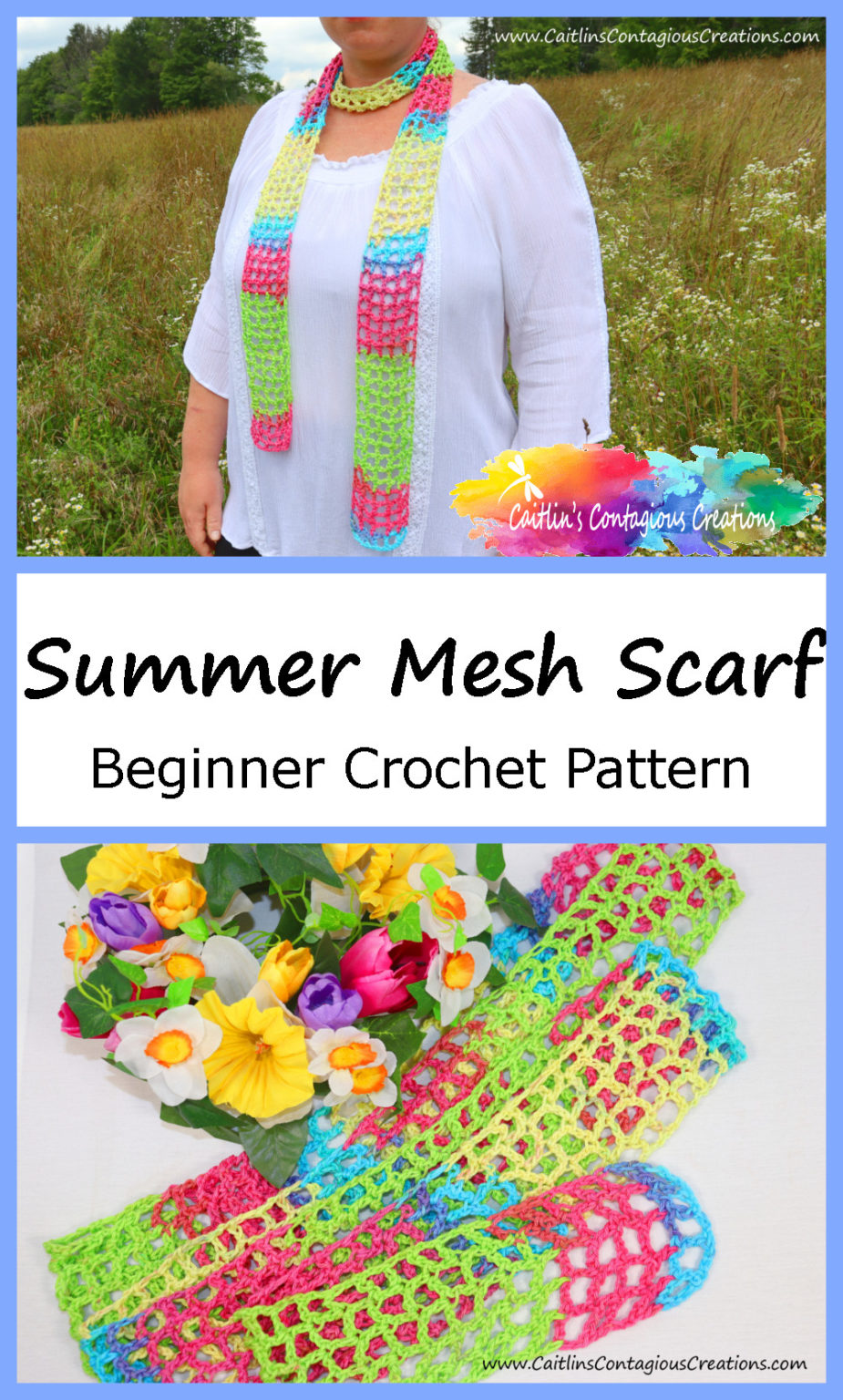 Summer Mesh Scarf Free Crochet Pattern Caitlin's Contagious Creations